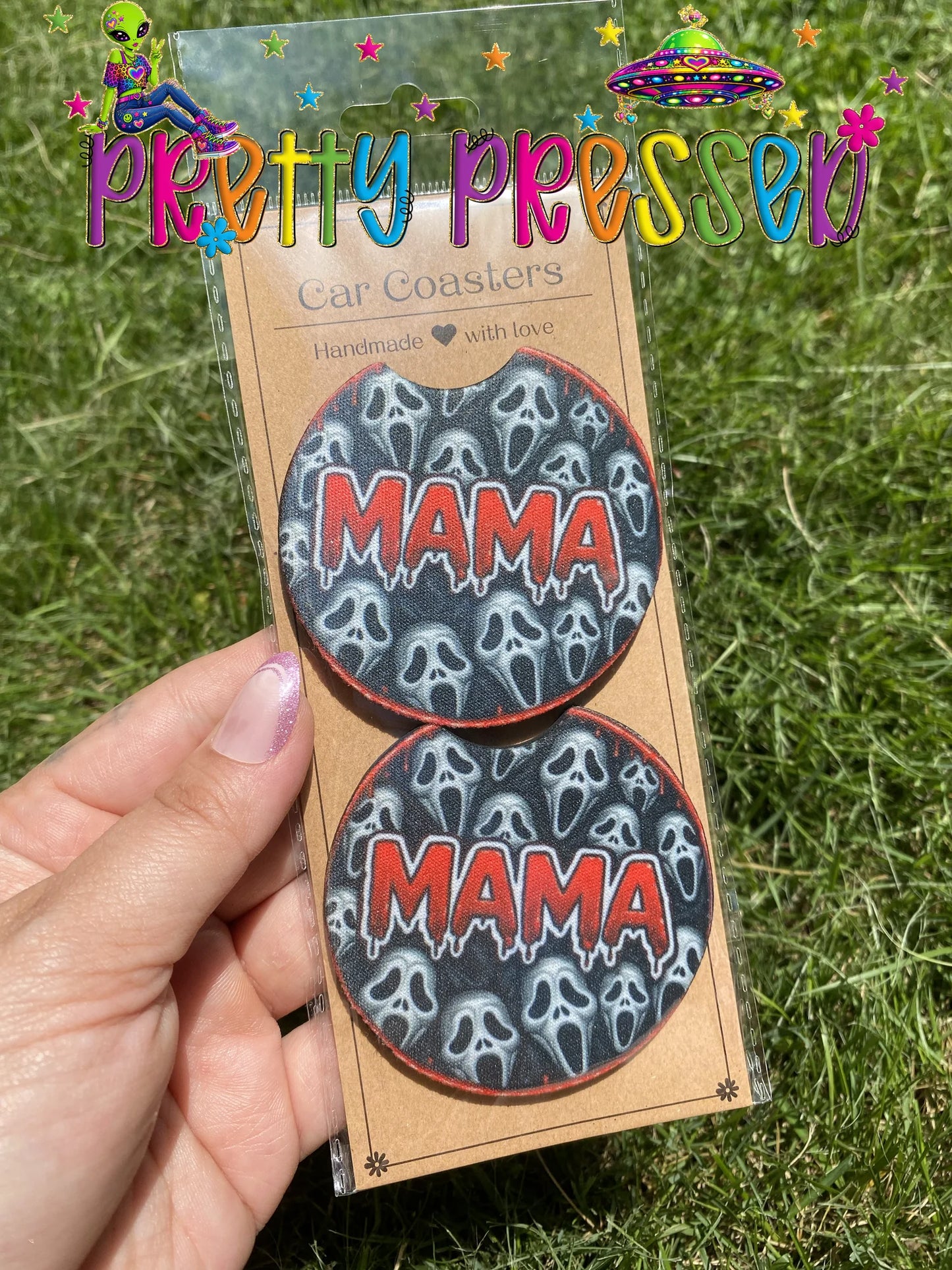 Spooky Mama Car Coaster set of 2