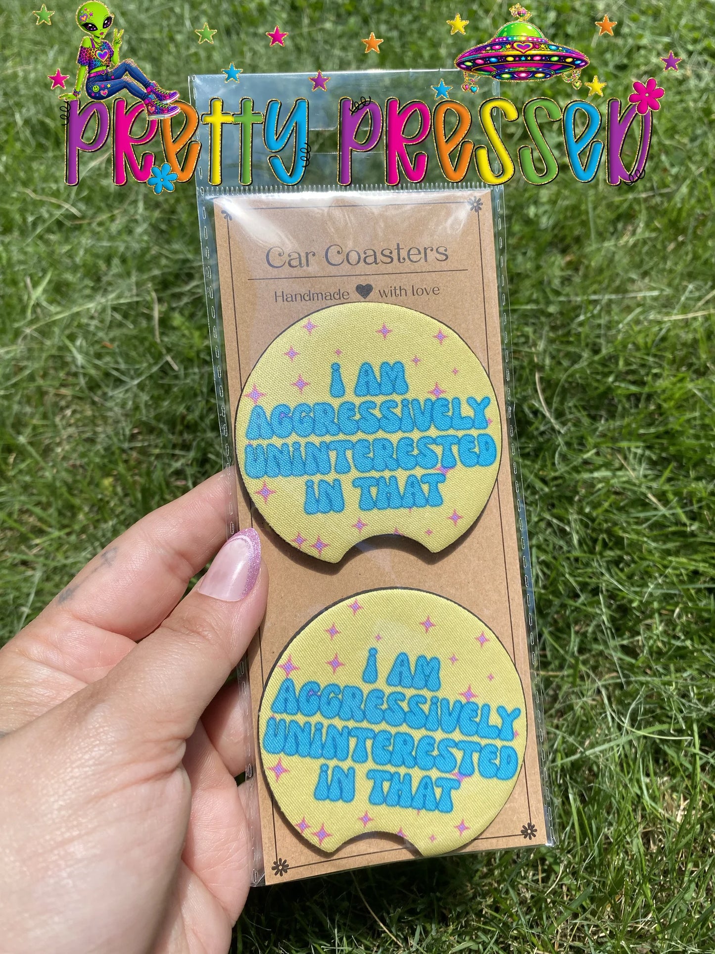 I am uninterested Car Coaster set of 2
