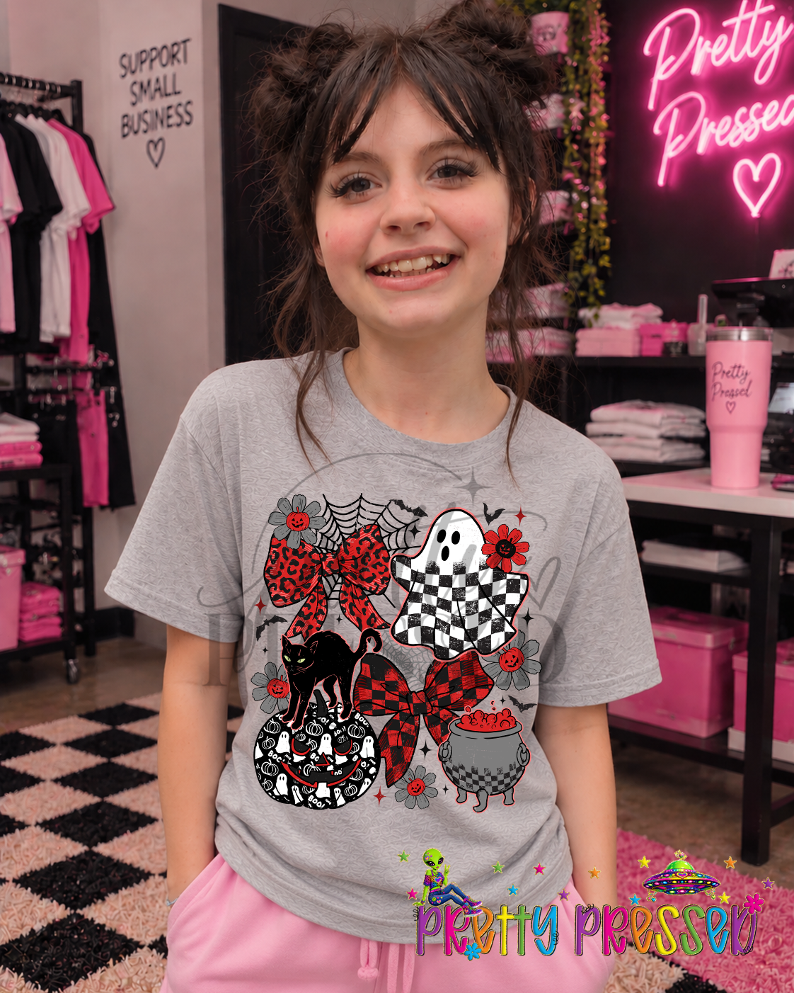 Cute black & red ghost Tee