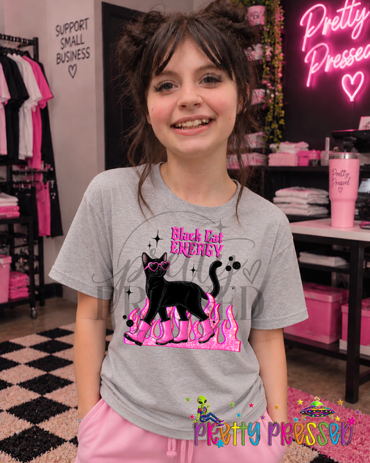 Black cat energy Tee