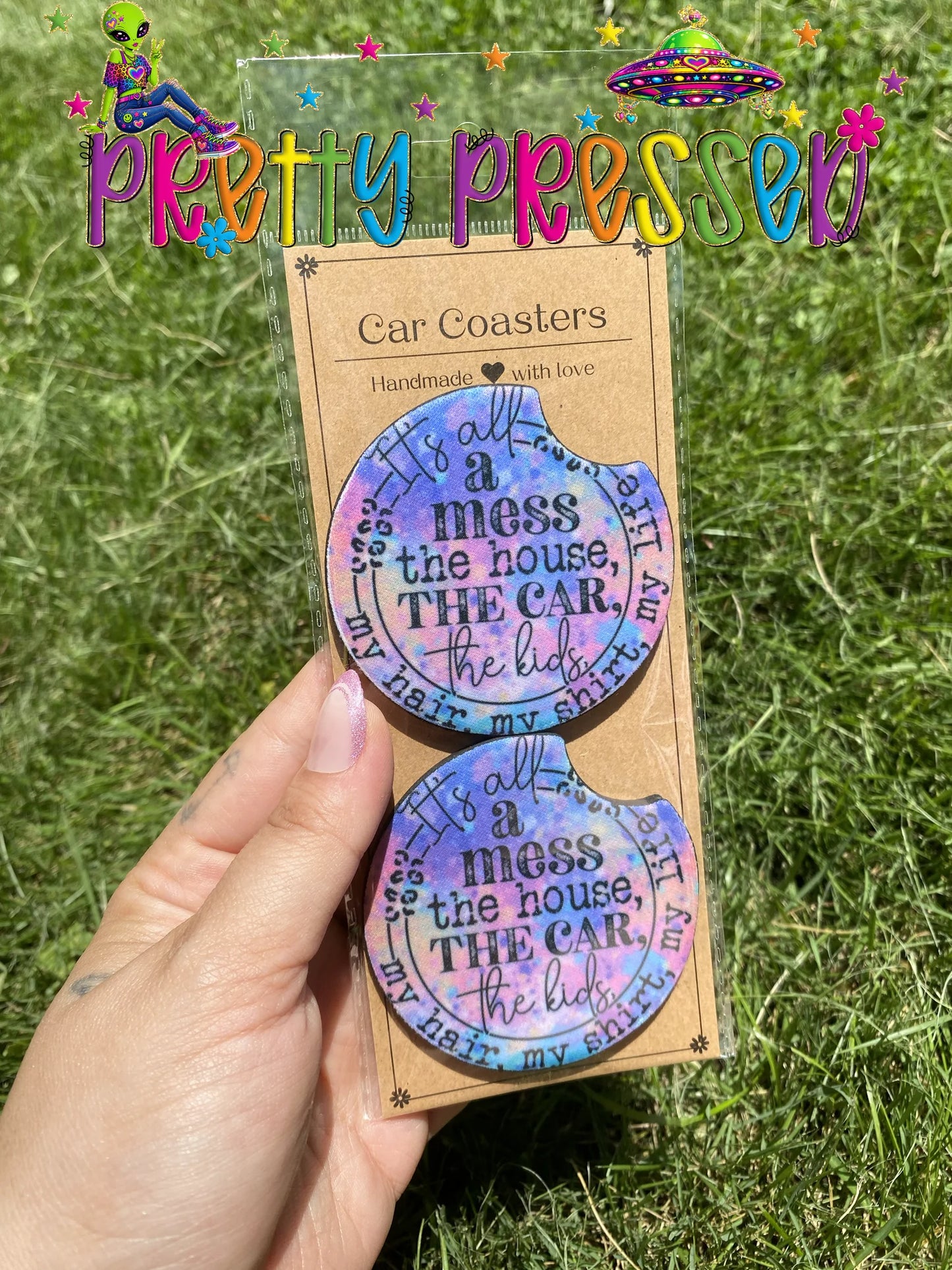 It's all a mess Car Coaster set of 2