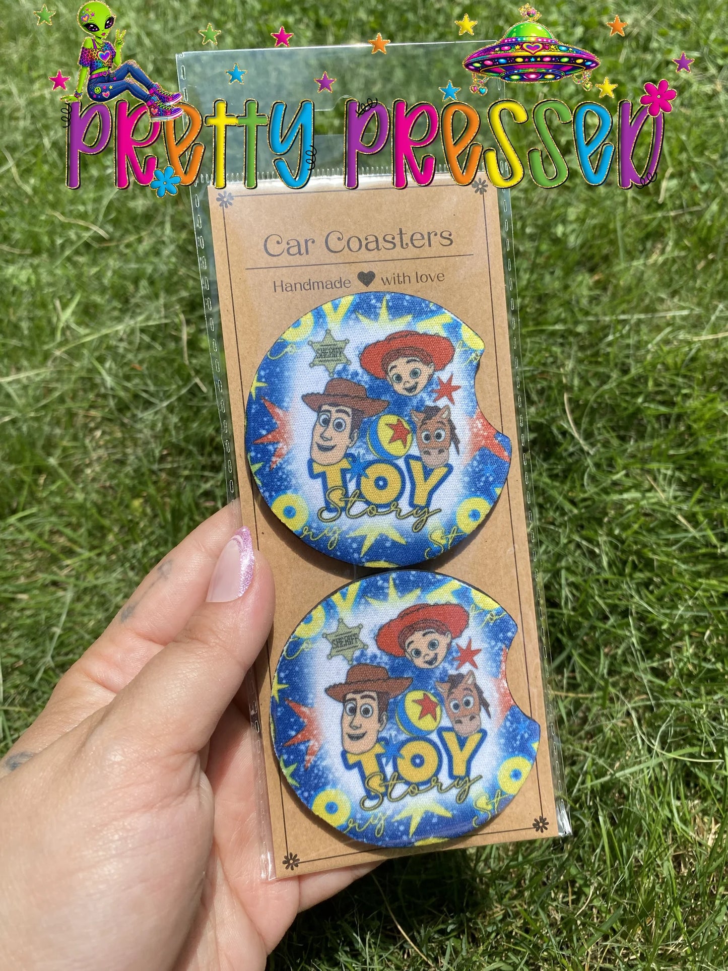 TS Blue Car Coaster set of 2