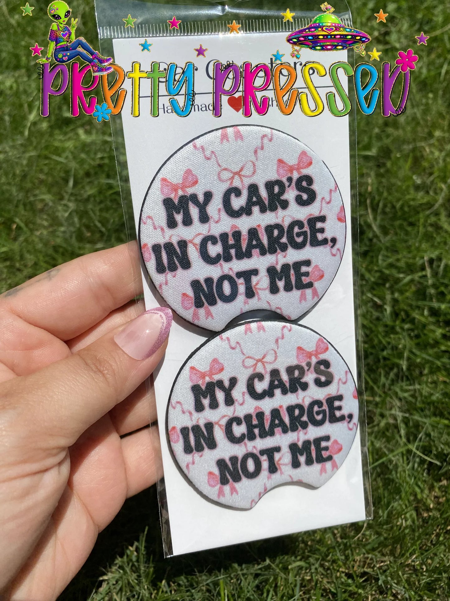 My car is in charge, not me Car Coaster set of 2